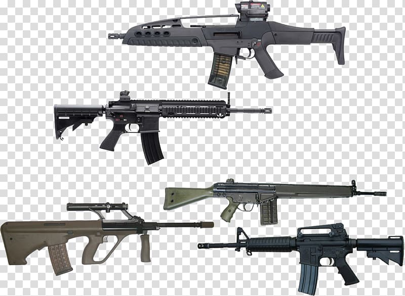 Weapon Airsoft M16 rifle Bullet, All kinds of modern war weapons guns transparent background PNG clipart