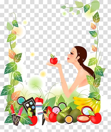 Cartoon Illustration, Hand-painted pattern fashionable women transparent background PNG clipart