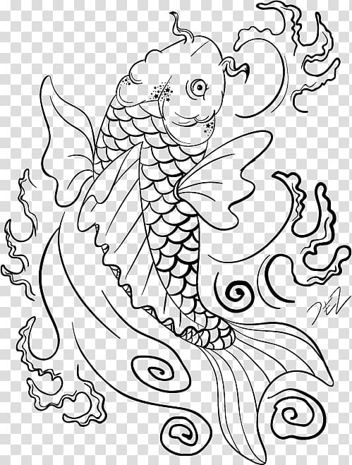 Koi Fish Drawing Carp Coloring book, koi tattoo transparent background PNG clipart