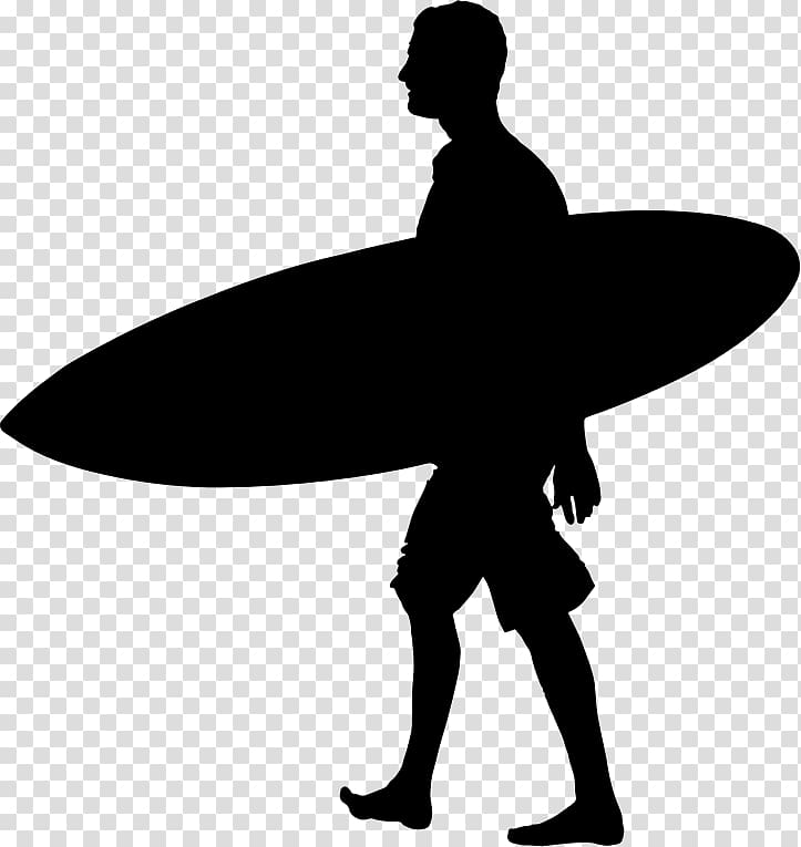man carrying surfboard silhouette, Surfing Surfboard , surf transparent background PNG clipart