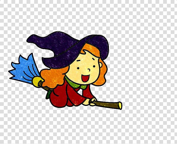 Hag Broom, Witch riding a broom transparent background PNG clipart