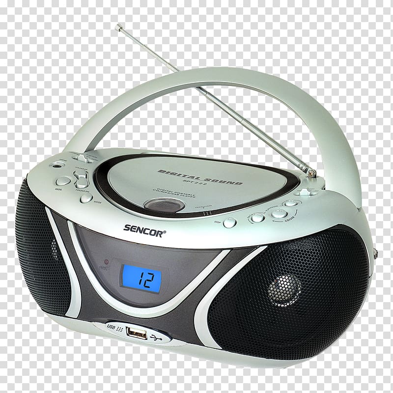 Sencor SPT 227 silver Radio Recorder Compact disc CD-R Boombox, radio transparent background PNG clipart