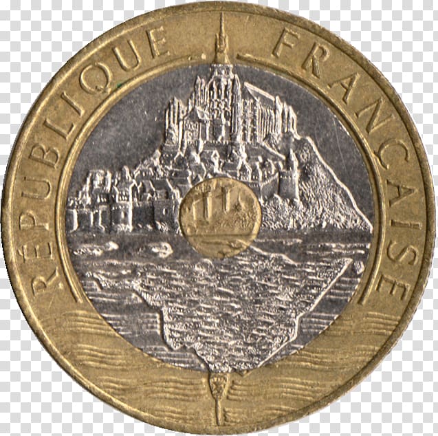 Le Mont Saint-Michel Le Sang du temps Coin Francia húszfrankos érme, Coin transparent background PNG clipart