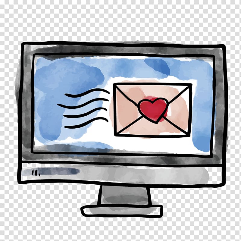 Television set Computer monitor, watercolor love computer transparent background PNG clipart
