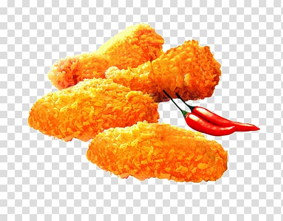 Korean fried chicken Chicken nugget KFC Barbecue, Free creative pull fried chicken wings transparent background PNG clipart