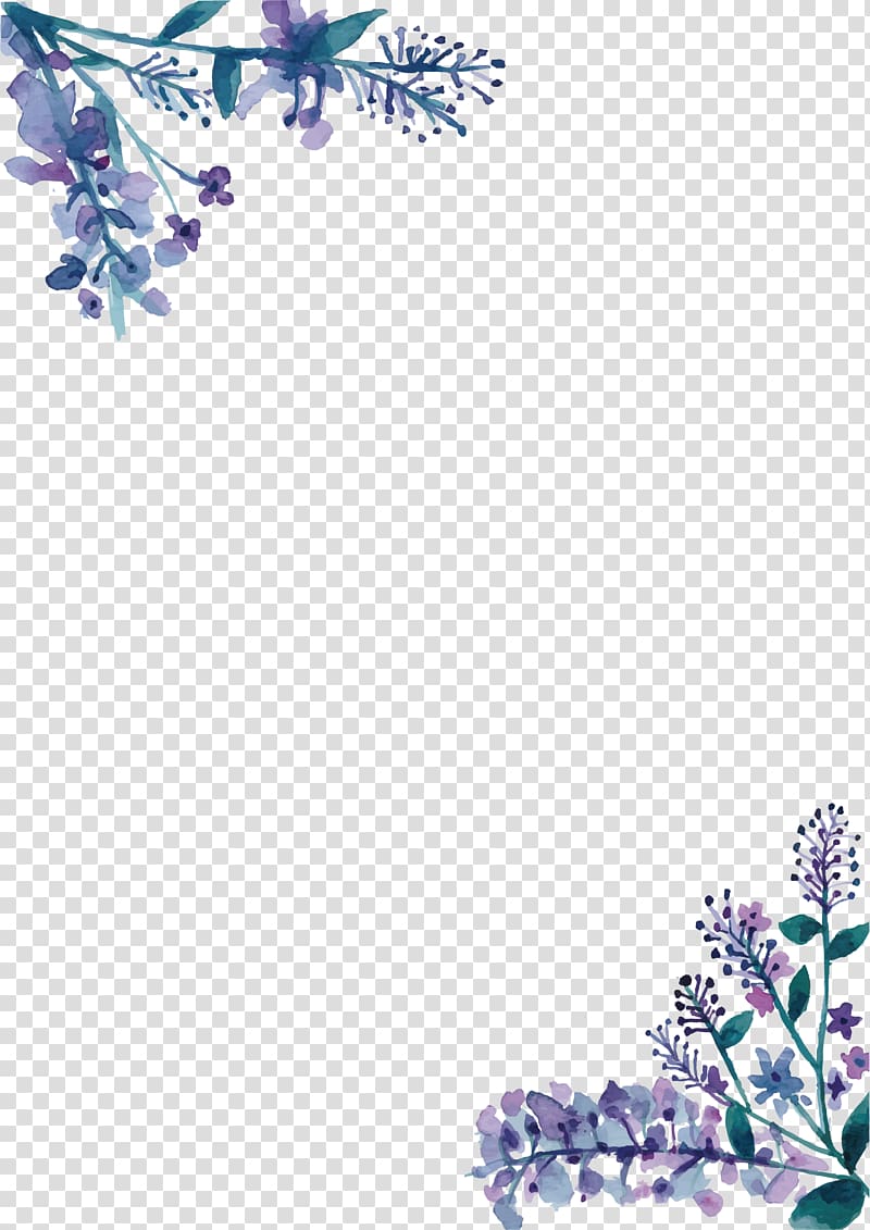 Wedding invitation Watercolor painting, Water color purple flower rattan border, pink and purple petaled flowers illustration transparent background PNG clipart