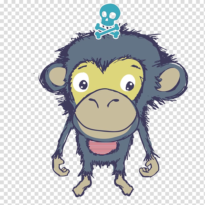 Monkey T-shirt Cartoon Illustration, Cute little monkey transparent background PNG clipart