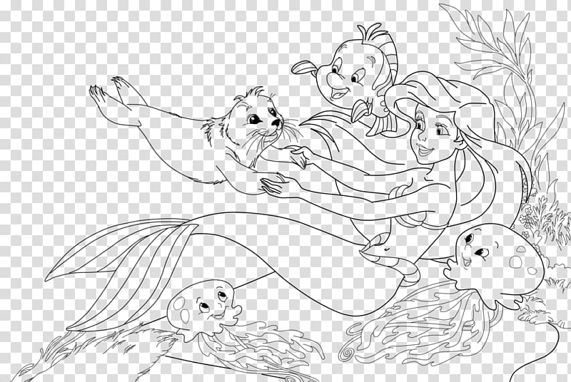 Ariel Mermaid coloring pages Coloring book King Triton, Mermaid transparent background PNG clipart