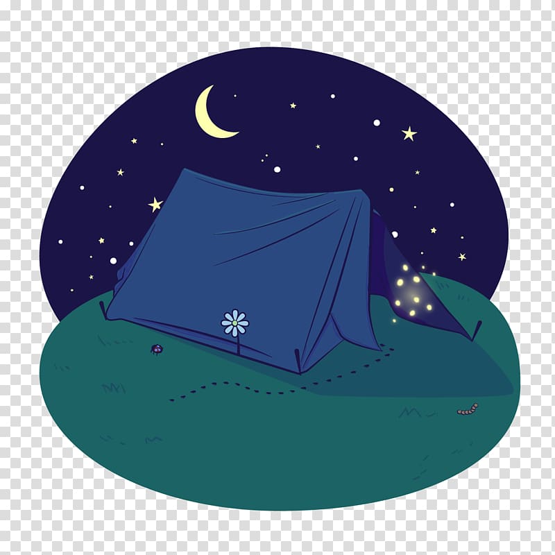 blue teepee tent at night time, Camping Tent Illustration, Night outdoors camping tent illustration illustration transparent background PNG clipart