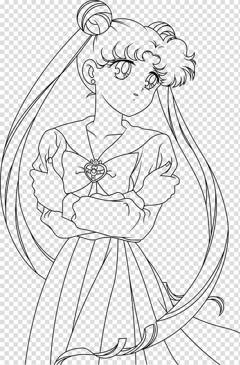 Sailor Moon Line art Chibiusa Drawing Character, based line drawing transparent background PNG clipart