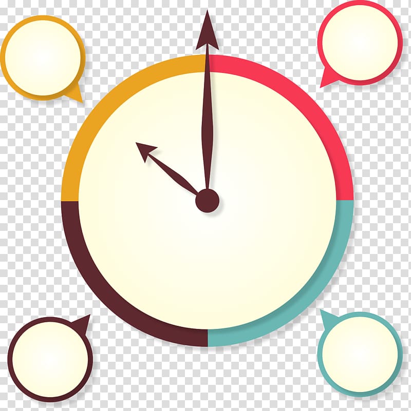 round multicolored analog clock, Infographic Clock Icon, flat clock associated graph transparent background PNG clipart