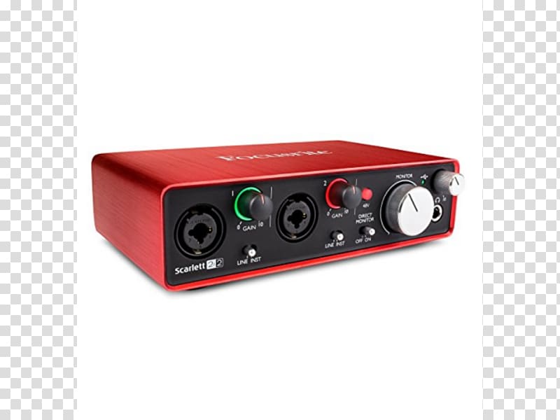 Microphone Focusrite Scarlett 2i2 2nd Gen Sound Cards & Audio Adapters, Microphone Preamplifier transparent background PNG clipart