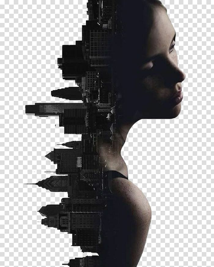 woman , Multiple exposure Portrait Art, Creative poster design, Cities and Women transparent background PNG clipart