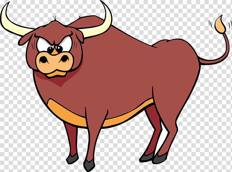 brown bull illustration, Bull Cattle Cartoon , Red Bull transparent background PNG clipart