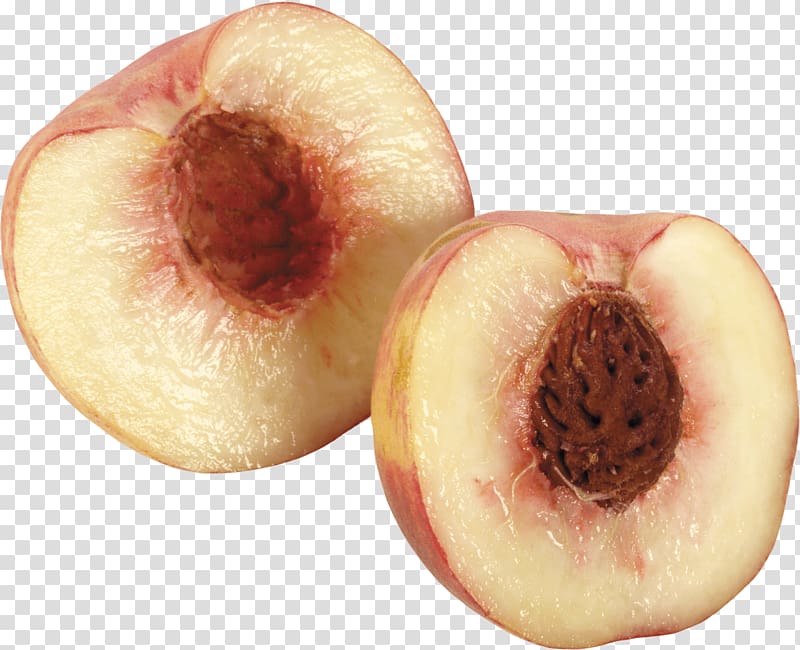 two sliced apples, Open Peach transparent background PNG clipart