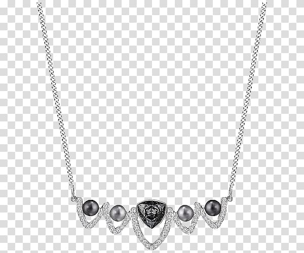 Earring Necklace Swarovski Jewellery Pearl, Swarovski crystal necklace jewelry women\'s black transparent background PNG clipart