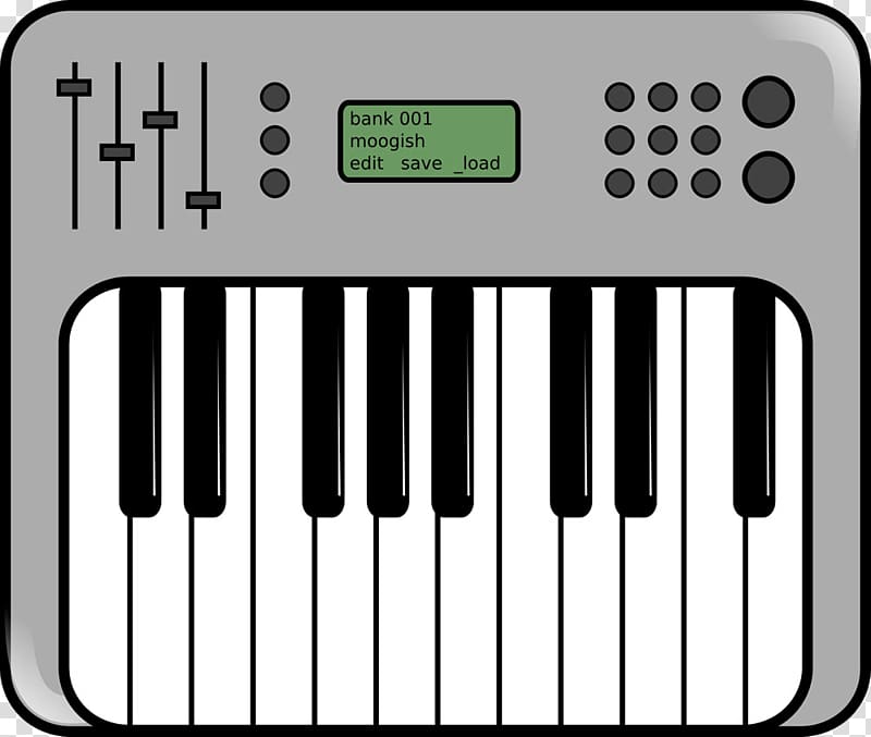 Synthesizer , Grey piano keyboard transparent background PNG clipart