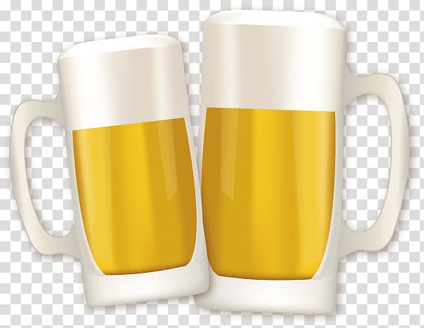 Beer glassware Coffee cup Table-glass, painted two glasses of beer transparent background PNG clipart