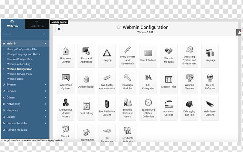 Webmin Web hosting control panel Debian Web hosting service Virtualmin, linux transparent background PNG clipart