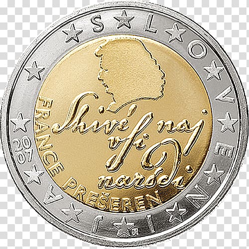 2 euro coin Slovenian euro coins, euro transparent background PNG clipart