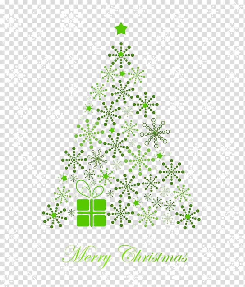 Christmas tree , Green snowflake Christmas tree transparent background PNG clipart