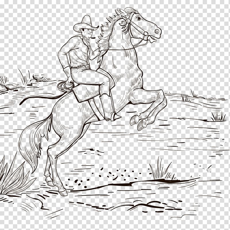 Horse Cowboy Drawing Mexican cuisine Sketch, horse transparent background PNG clipart
