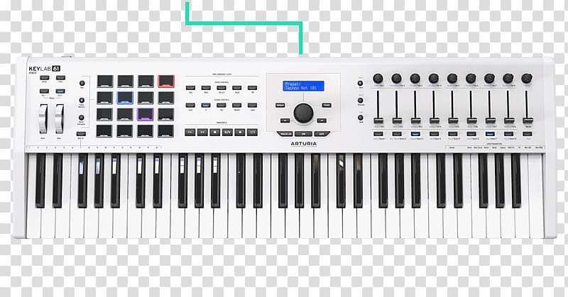 Digital piano Electronic keyboard Arturia MIDI keyboard MIDI Controllers, musical instruments transparent background PNG clipart