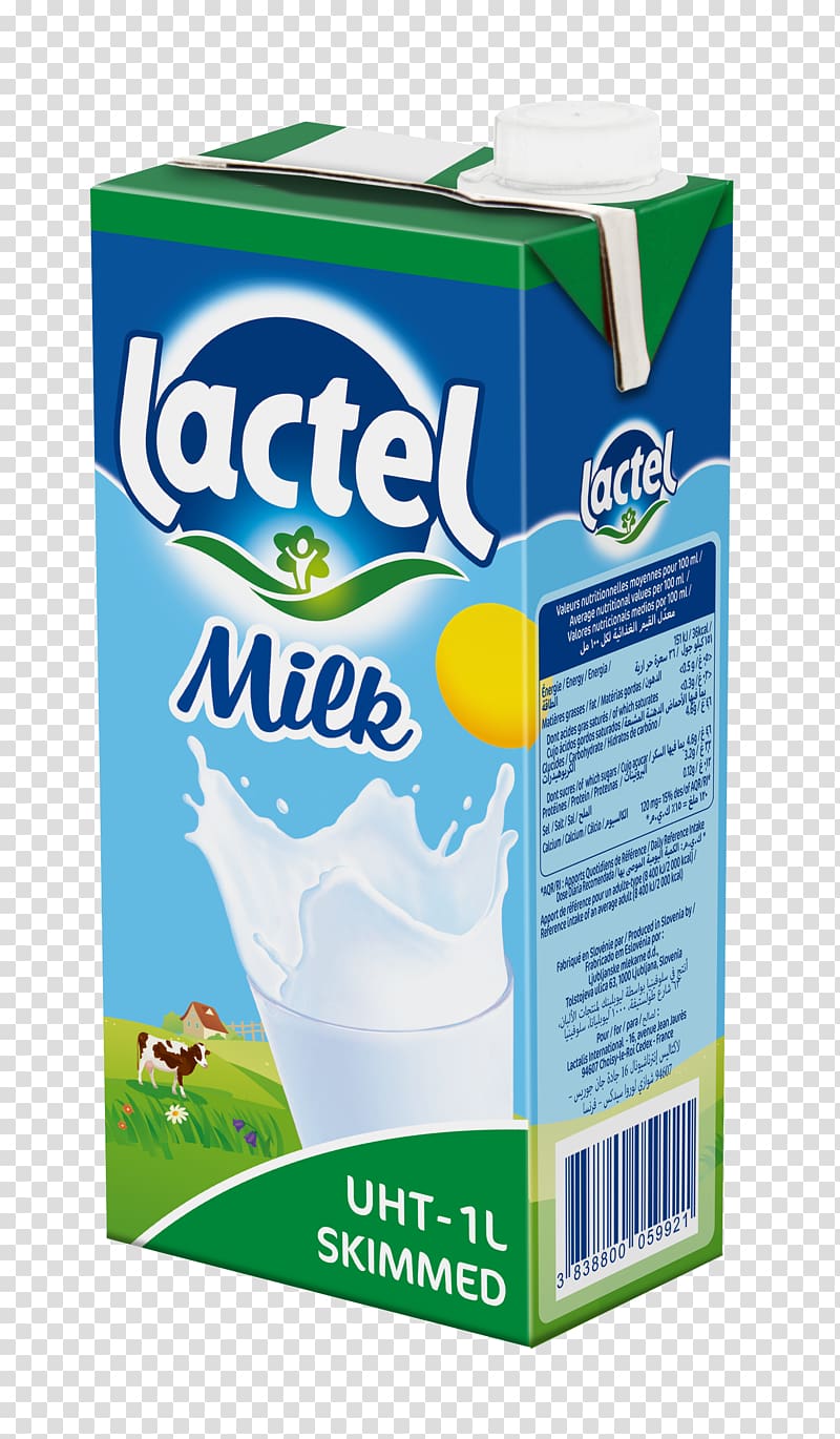 Skimmed milk Cream Ultra-high-temperature processing Lactel, milk transparent background PNG clipart