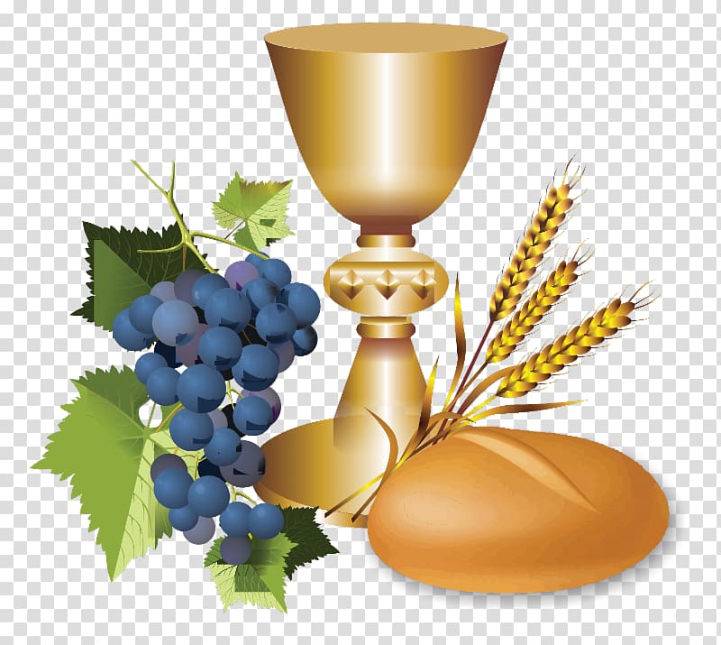chalice, wheat, and grapes illustration, Eucharist First Communion Christian symbolism, symbol transparent background PNG clipart
