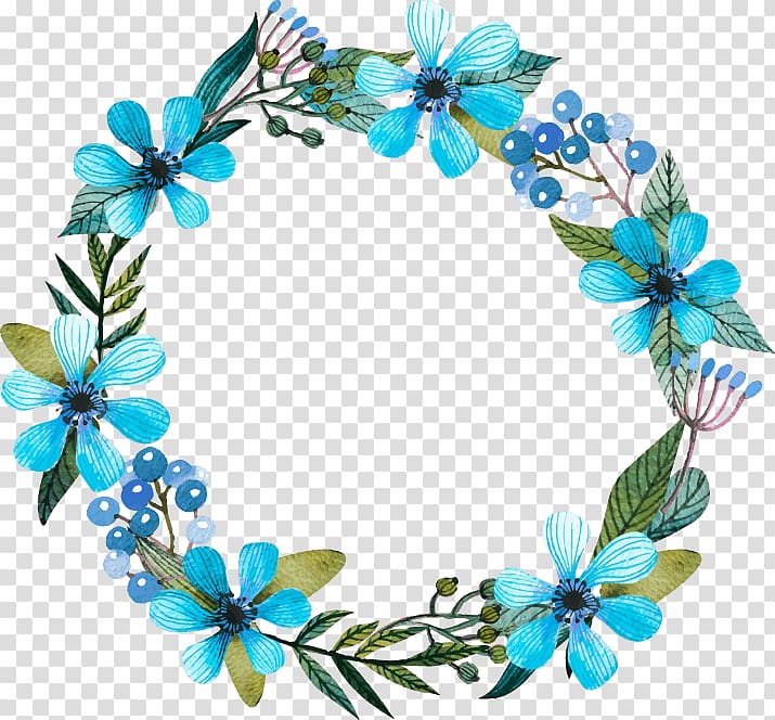 Floral design Wreath Blue Flower , flower transparent background PNG clipart