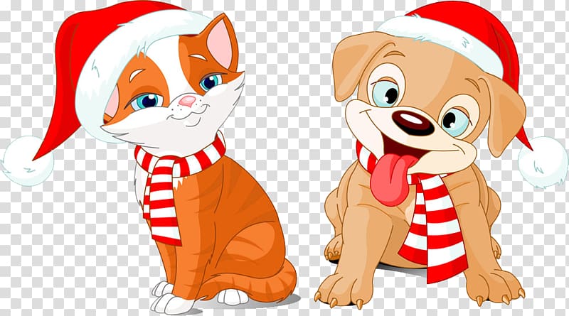 christmas cats and dogs transparent background PNG clipart