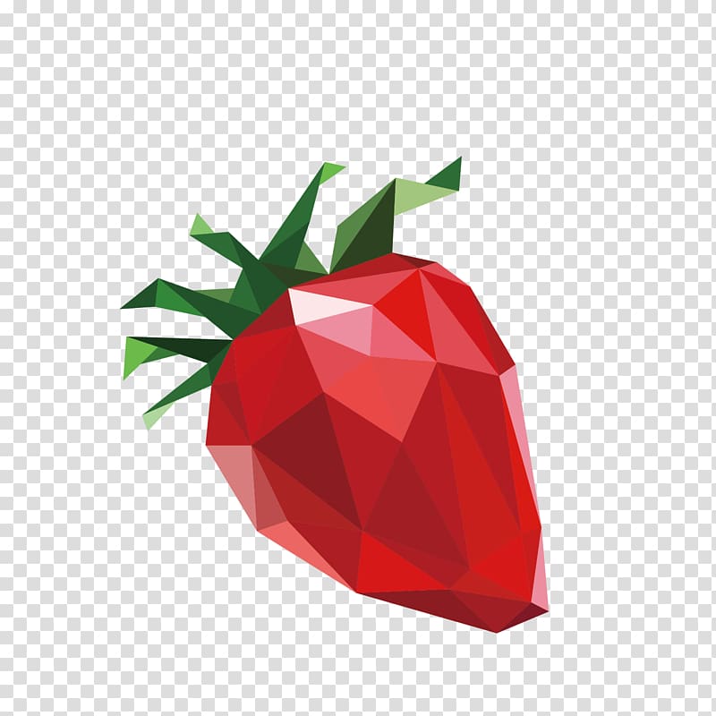 Fruit Polygon Geometry Shape, Red decoration strawberry decoration illustration transparent background PNG clipart