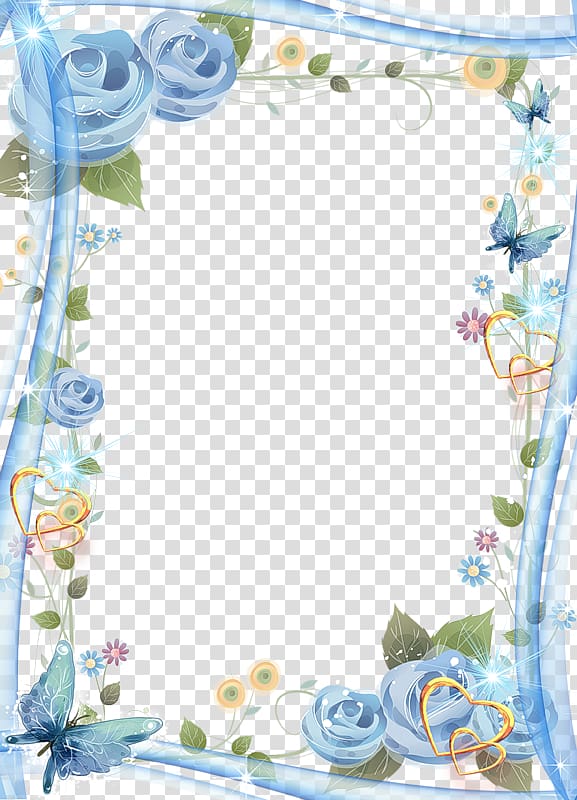 Quinceañera frame Party Birthday, BLUELOVER Frame, blue and green floral digital frame transparent background PNG clipart