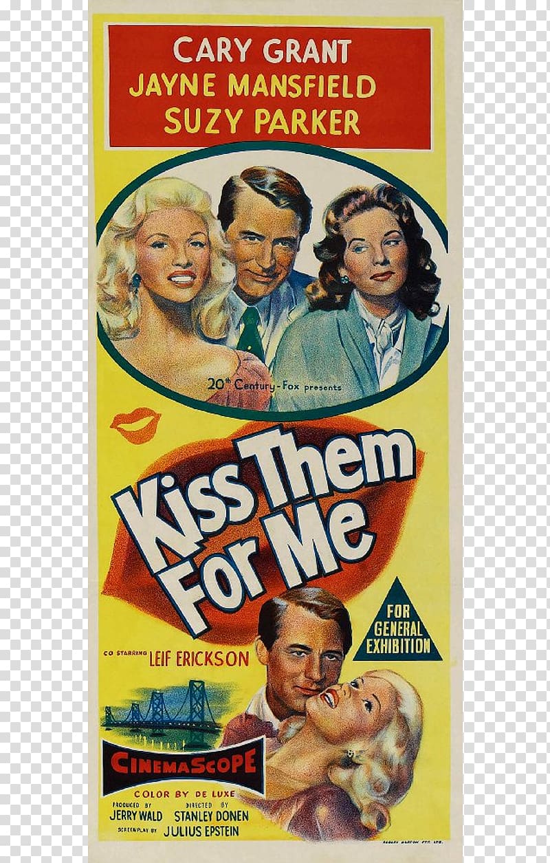Cary Grant Jayne Mansfield Kiss Them for Me Suzy Parker Film, Kissing Suzy Kolber transparent background PNG clipart