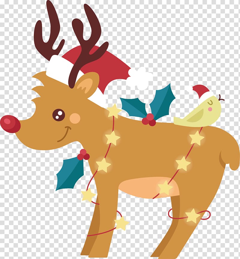 Reindeer Rudolph Euclidean , Stars, lights, reindeer transparent background PNG clipart
