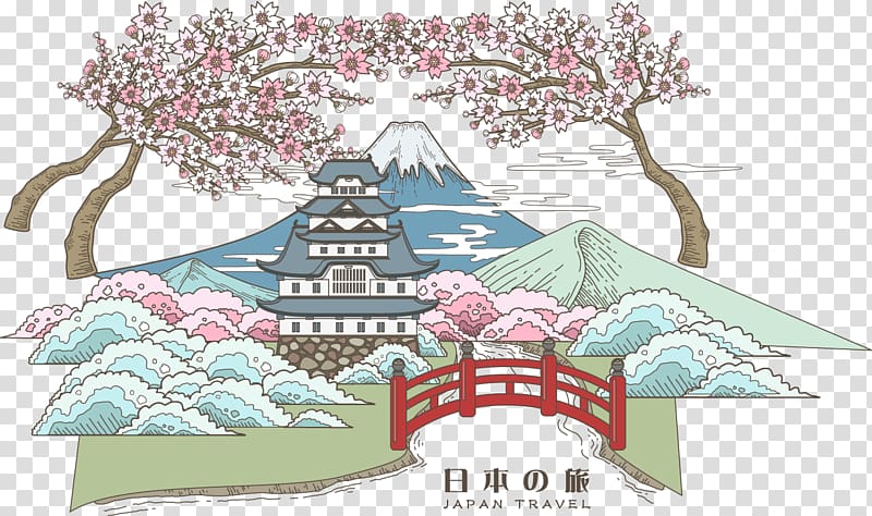 Japan Travel Illustration, Decorative material Japan Travel transparent background PNG clipart