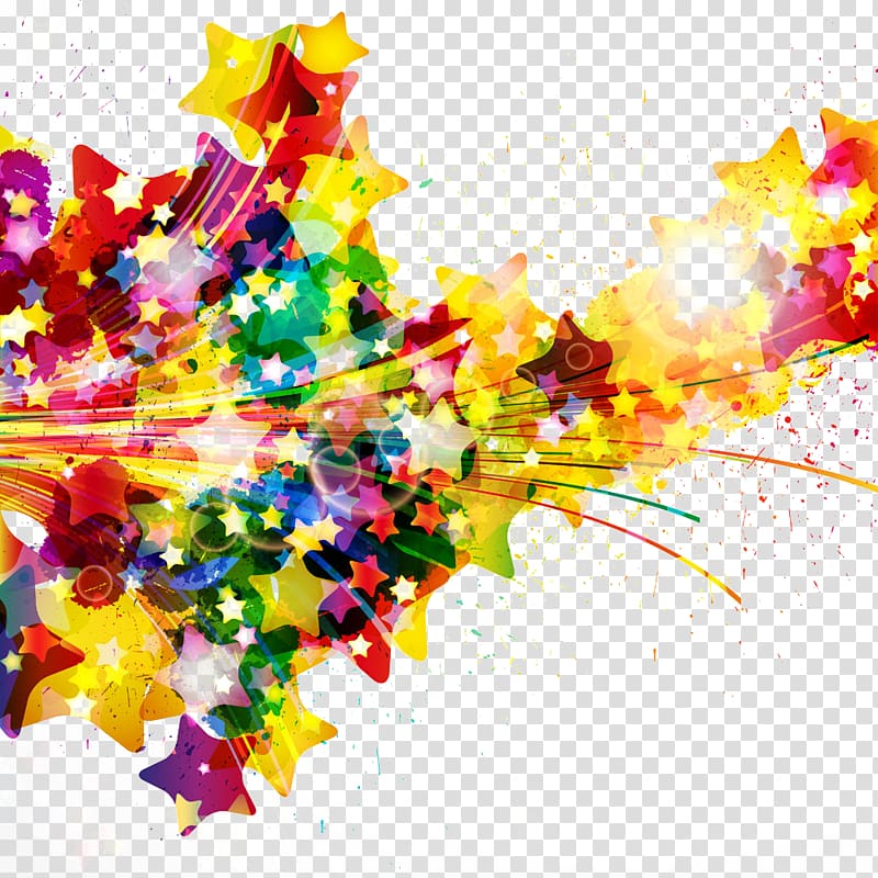 multicolored star , Watercolor painting Splash Abstract art, Colored road transparent background PNG clipart