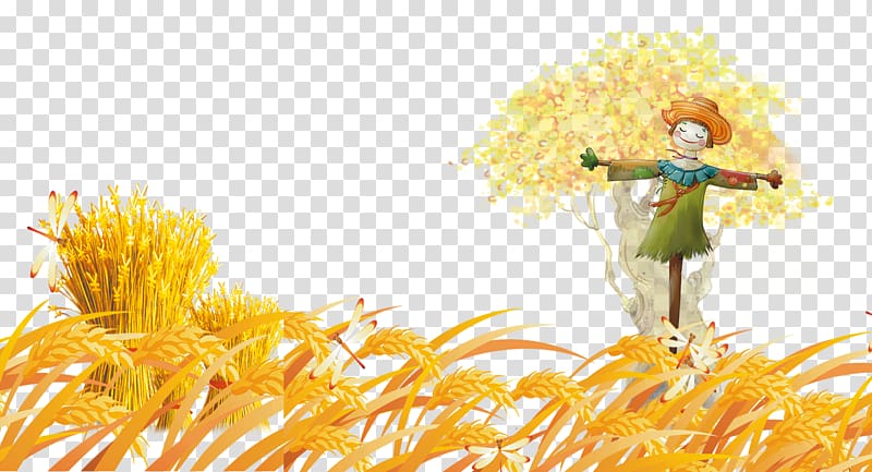 Autumn Poster, Wheat sequence Scarecrow transparent background PNG clipart
