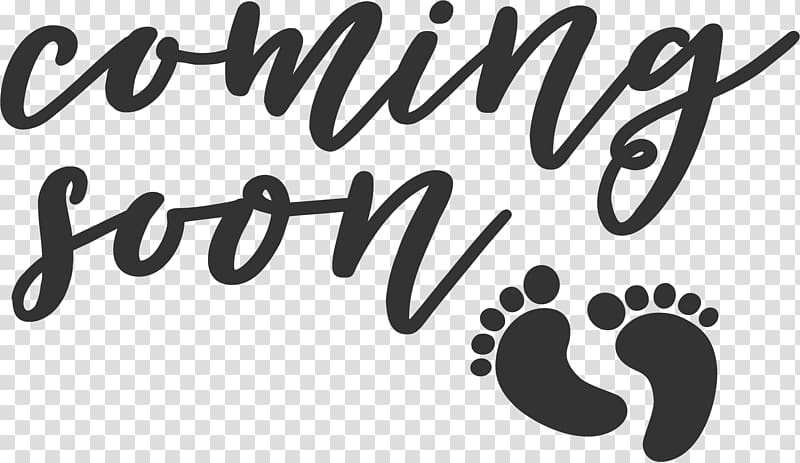Coming Soon text with foot prints illustration, Infant Child Baby announcement Family, Coming Soon transparent background PNG clipart