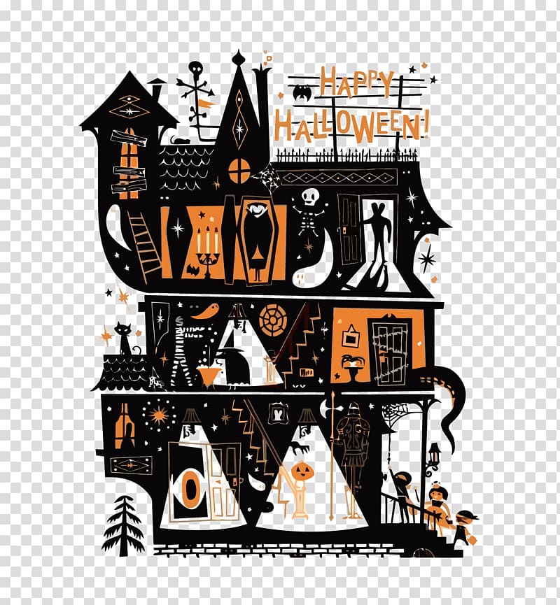 Halloween costume Lab Partners Jack-o\'-lantern Illustration, halloween house transparent background PNG clipart
