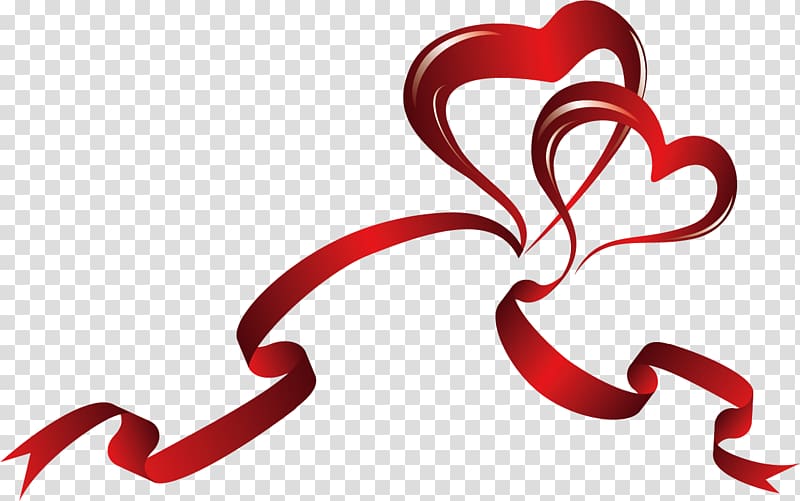 Awareness ribbon Heart , Valentine\'s Day Red Ribbon transparent background PNG clipart
