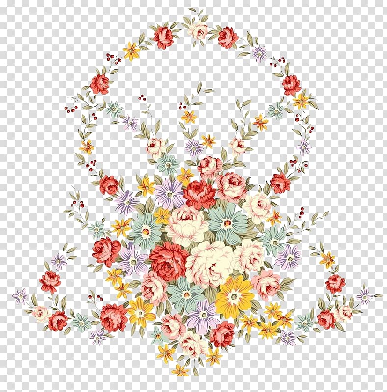 Lead color hand-painted floral design garland transparent background PNG clipart