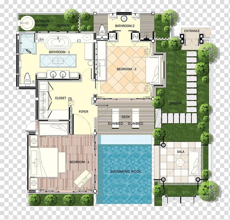 Melati Beach Resort & Spa Swimming pool House plan Villa, plan transparent background PNG clipart