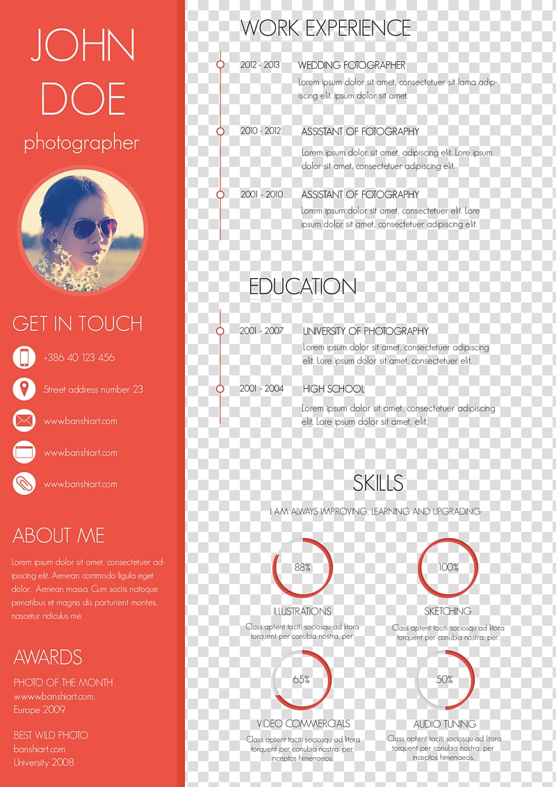 Résumé Template Skill Cover letter Curriculum vitae, Red Personal Jane template transparent background PNG clipart