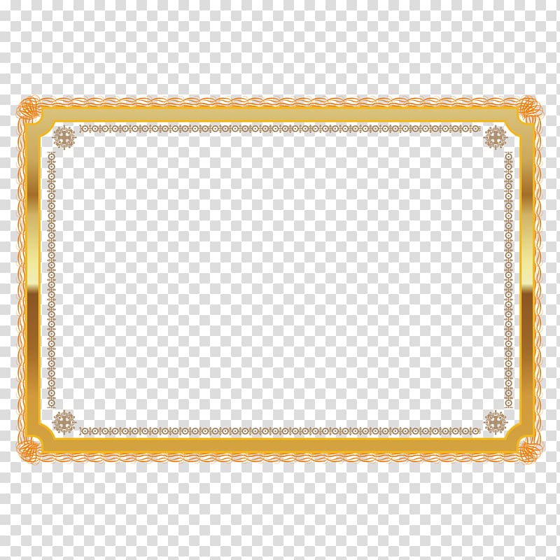 rectangular gold frame template, Gold Award-winning border decoration transparent background PNG clipart