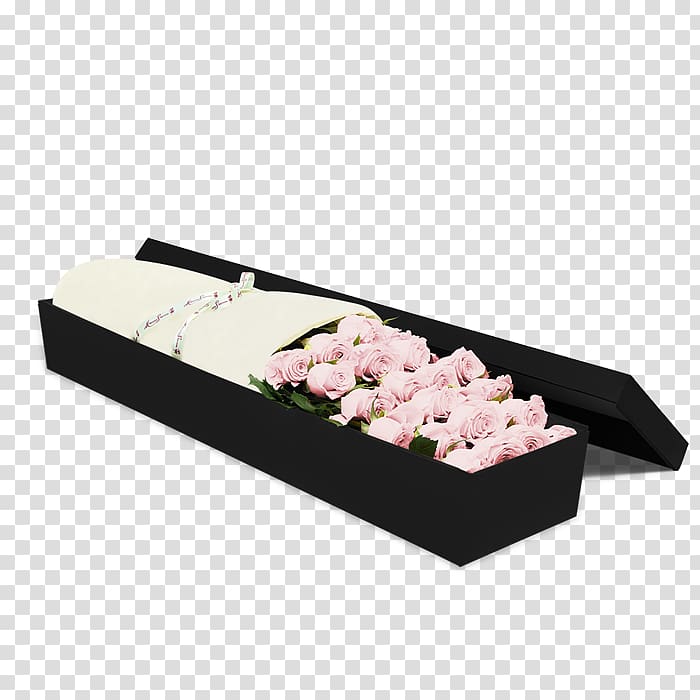Rectangle, tied flower gift box transparent background PNG clipart