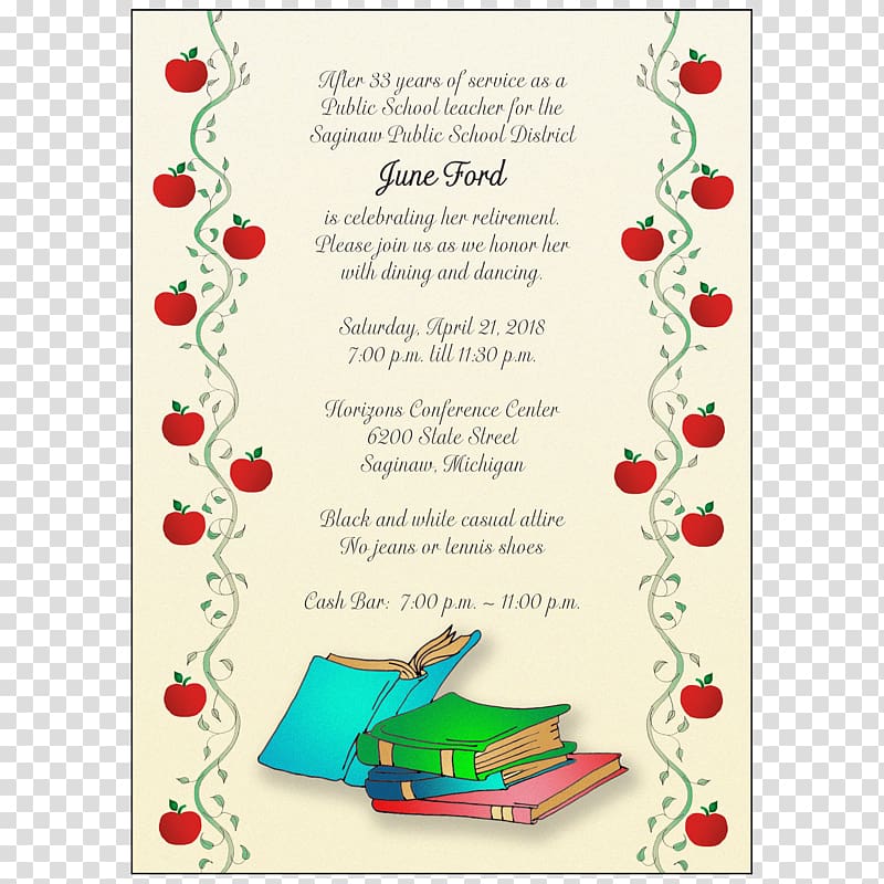 Wedding invitation Greeting & Note Cards Retirement Teacher Party, college function invitation card transparent background PNG clipart