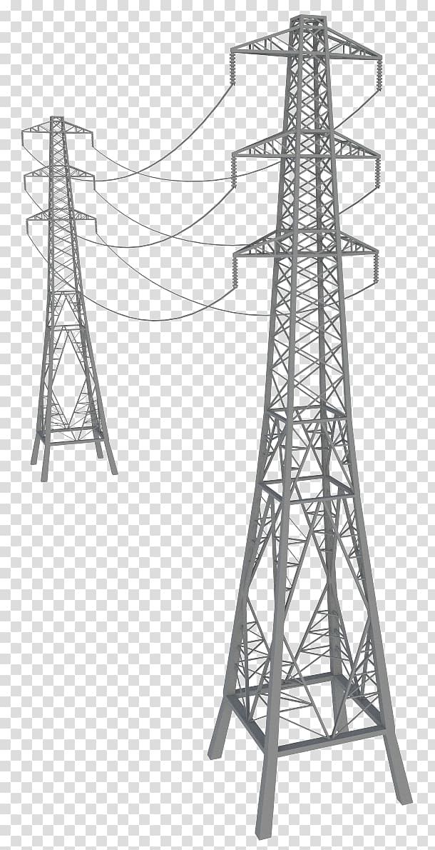 Transmission tower Electricity Electric power transmission Overhead power line High voltage, high voltage transparent background PNG clipart