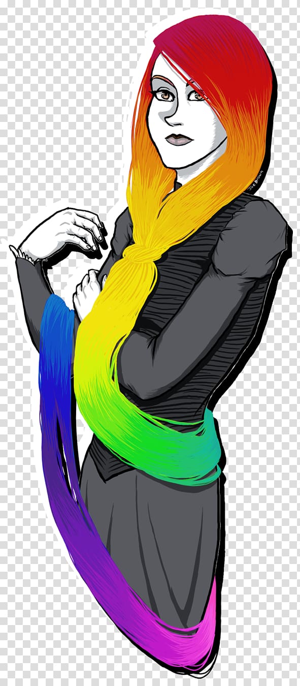 Art Drawing Female Woman, rainbow hair transparent background PNG clipart