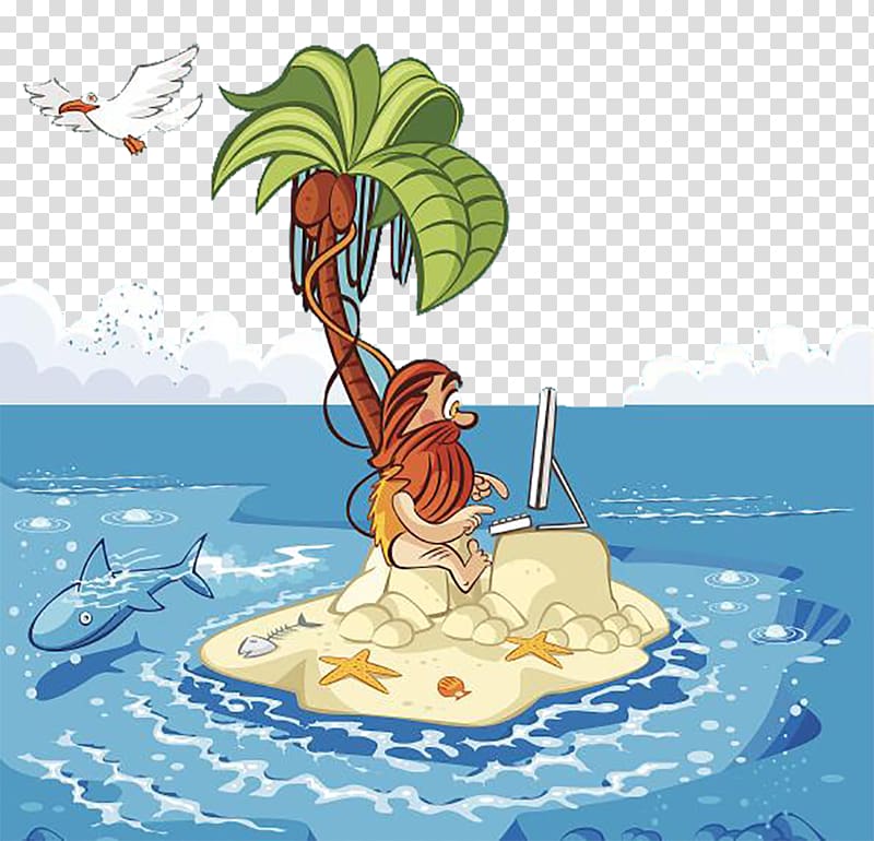 Robinson Crusoe Desert island Illustration, Desert Island Survive transparent background PNG clipart